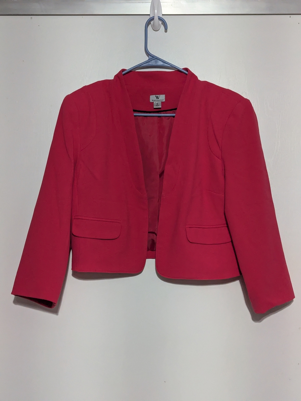 Worthington Bright Red Cropped Open Blazer